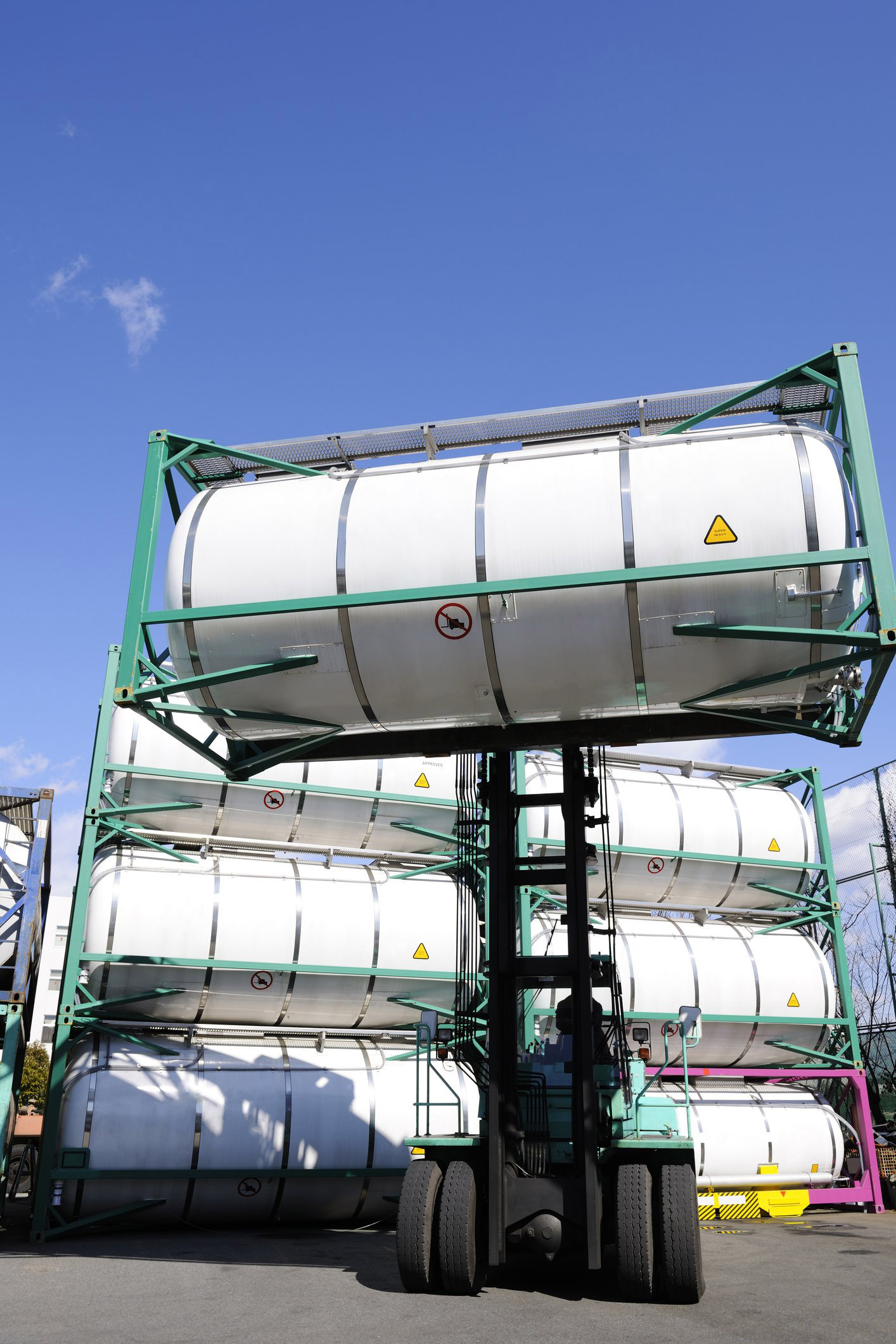 Forklift with blank container